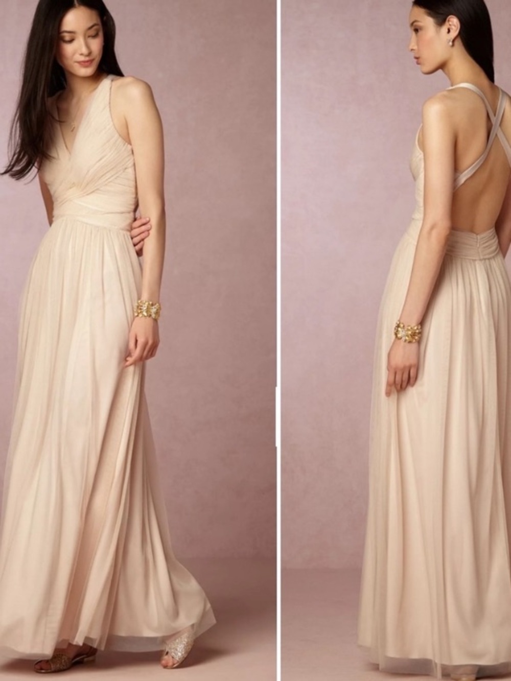 Anthropologie/BHLDN Hitherto Edith Cross Back Formal Bridesmaids Dress, Size 10.